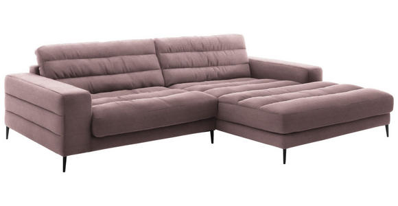 ECKSOFA in Cord Altrosa 296/207 cm - Schwarz/Altrosa, Design, Textil/Metall (296/207cm) - Dieter Knoll