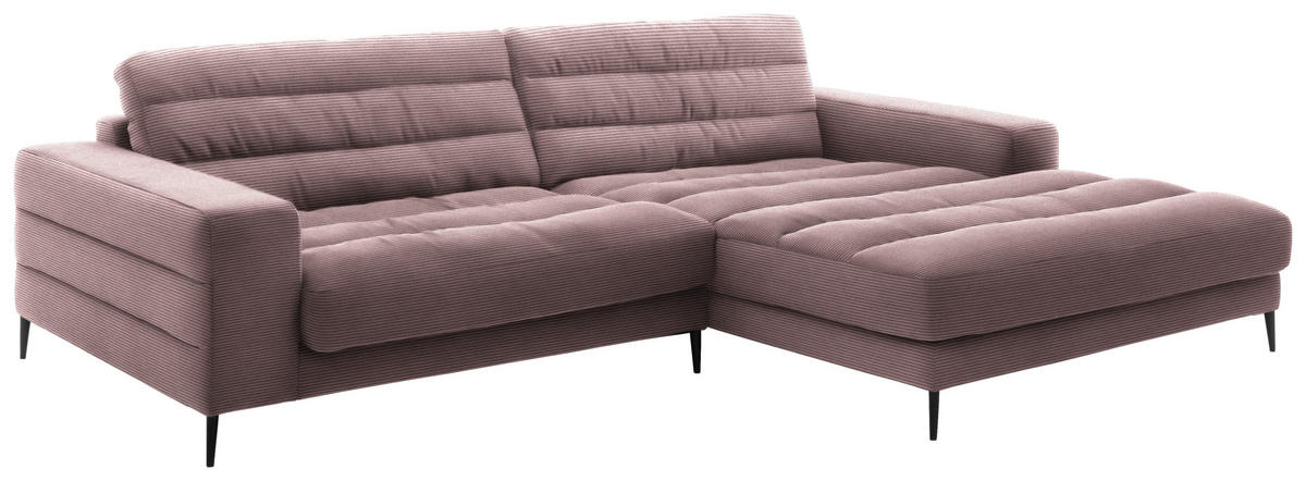ECKSOFA in Cord Altrosa  - Schwarz/Altrosa, Design, Textil/Metall (296/207cm) - Dieter Knoll