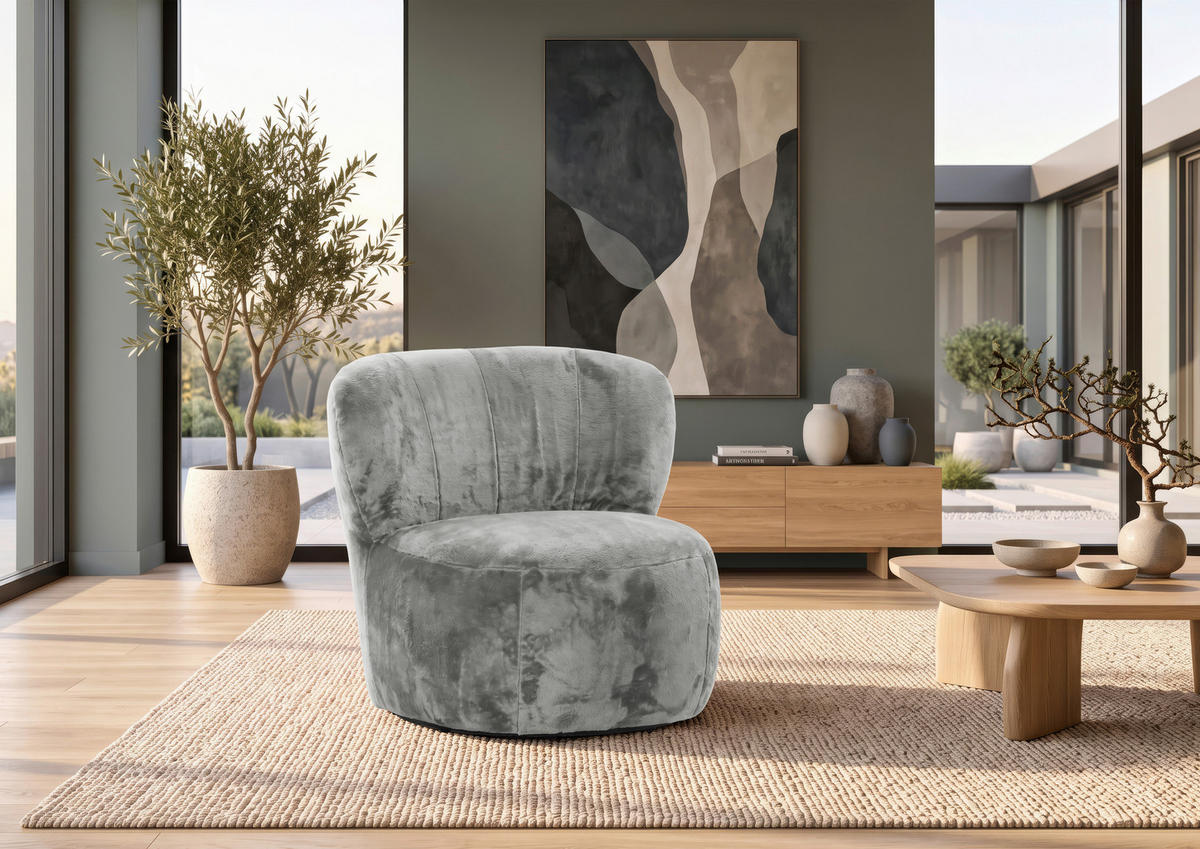 SESSEL in Plüsch Salbeigrün  - Salbeigrün/Schwarz, MODERN, Textil/Metall (82/78/81cm) - Carryhome