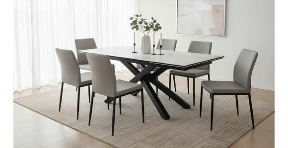 ESSTISCH 180-280/98/76 cm  Metall, Glas, Keramik ausziehbar rechteckig Schwarz, Weiß  - Schwarz/Weiß, Design, Glas/Keramik (180-280/98/76cm) - Novel