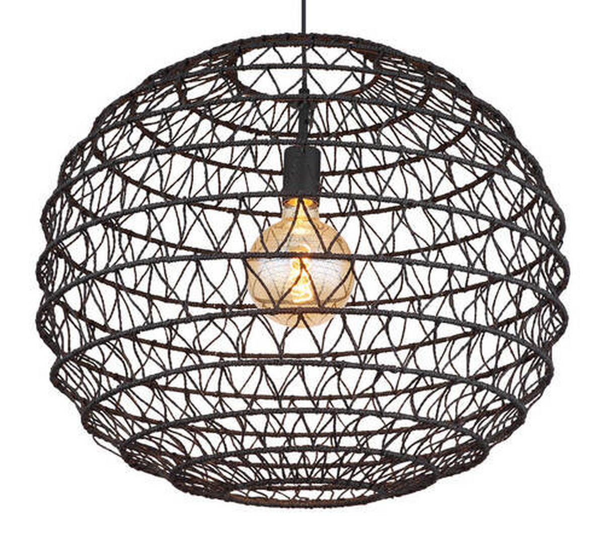 VISEČA SVETILKA        59/120 cm      E27 - črna, Natur, papir/kovina (59/120cm) - Globo