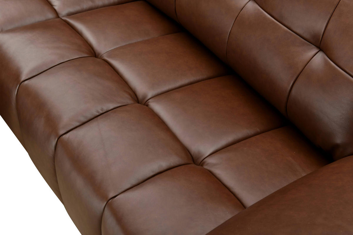 ECKSOFA Braun Echtleder Lederlook  - Schwarz/Braun, Design, Leder/Textil (266/86/120cm) - MID.YOU
