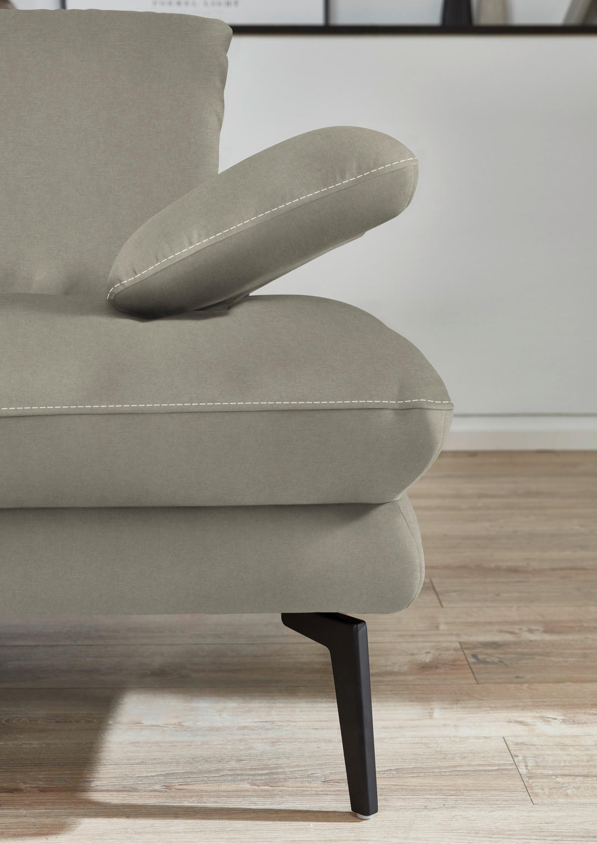 3-SITZER-SOFA in Velours Platinfarben  - Platinfarben/Beige, Design, Textil/Metall (222/89/104cm) - Dieter Knoll