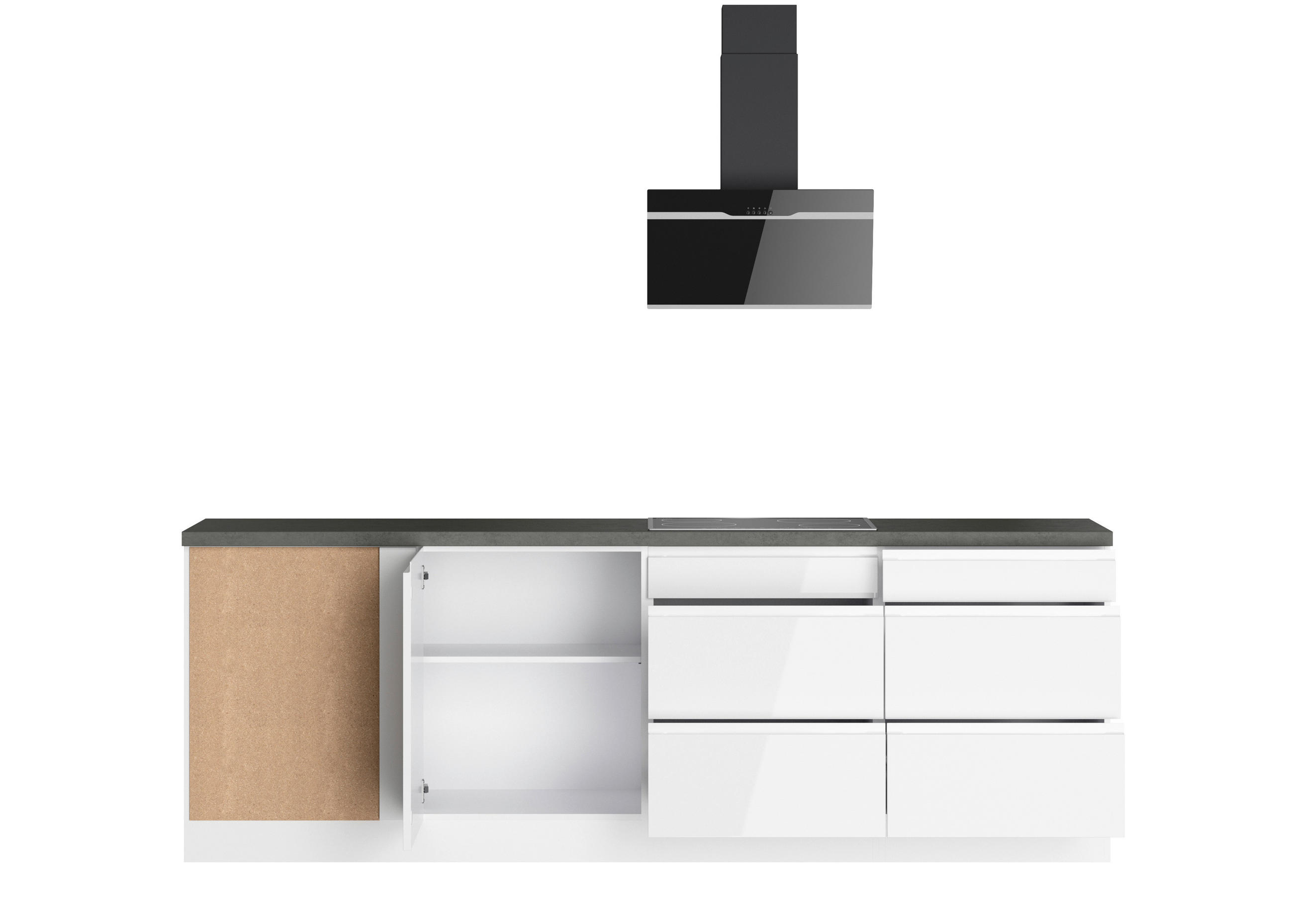 Thumbnail - Held Eckküche Monza, Grau, Weiß, Weiß Hochglanz, Holzwerkstoff, 6 Schubladen, seitenverkehrt montierbar, L-Form, nur wie...