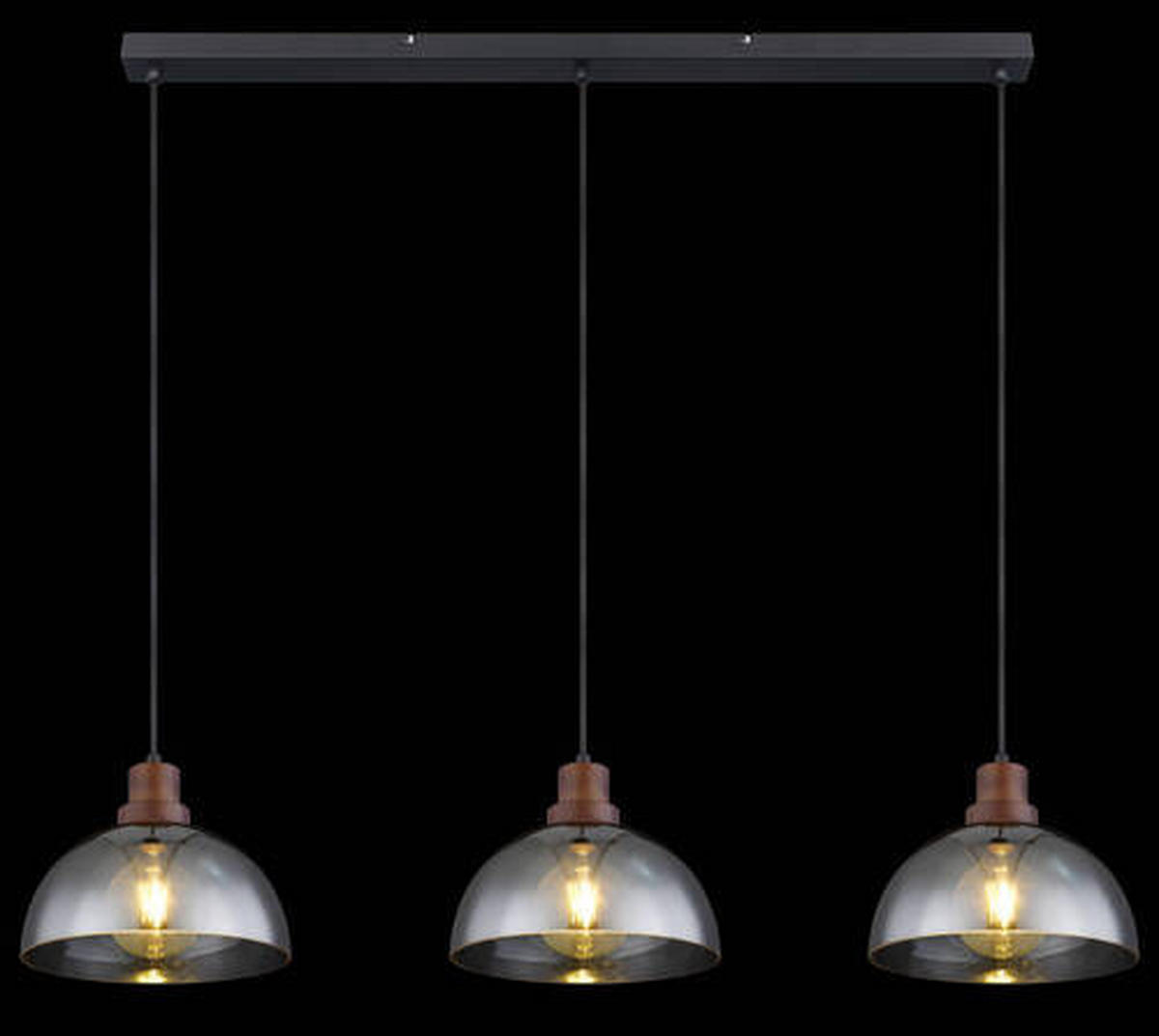HÄNGELEUCHTE 109/25/120 cm    - Schwarz/Braun, Design, Glas/Holz (109/25/120cm) - Globo