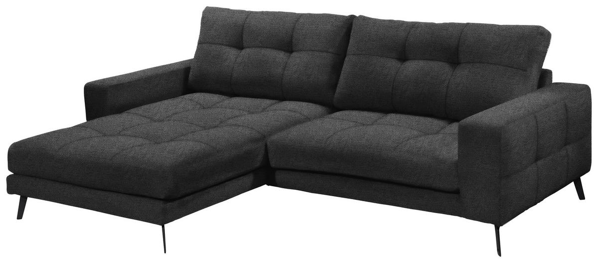 ECKSOFA ROCKPORT Schwarz Webstoff  - Schwarz, Basics, Textil/Metall (171/247cm) - Livetastic