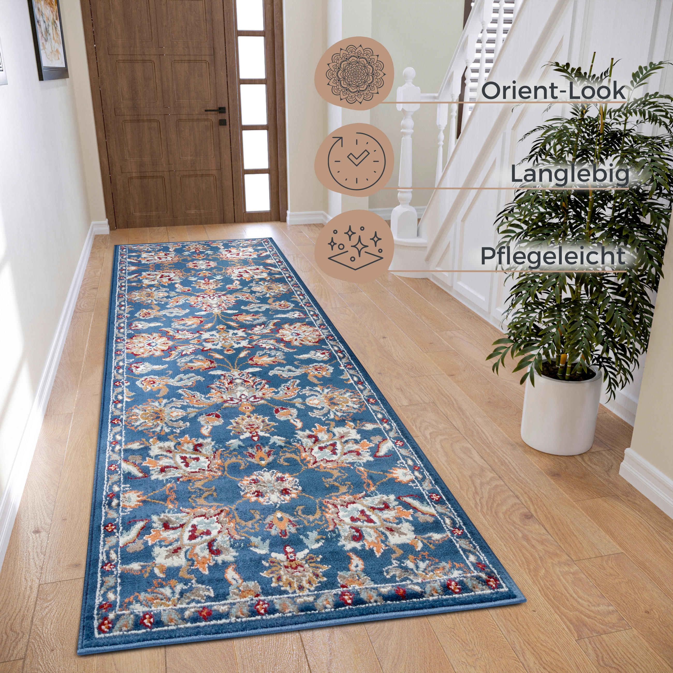 LÄUFER 80/240 cm Luxor Blau, Multicolor  - Blau/Multicolor, Design, Kunststoff/Textil (80/240cm)
