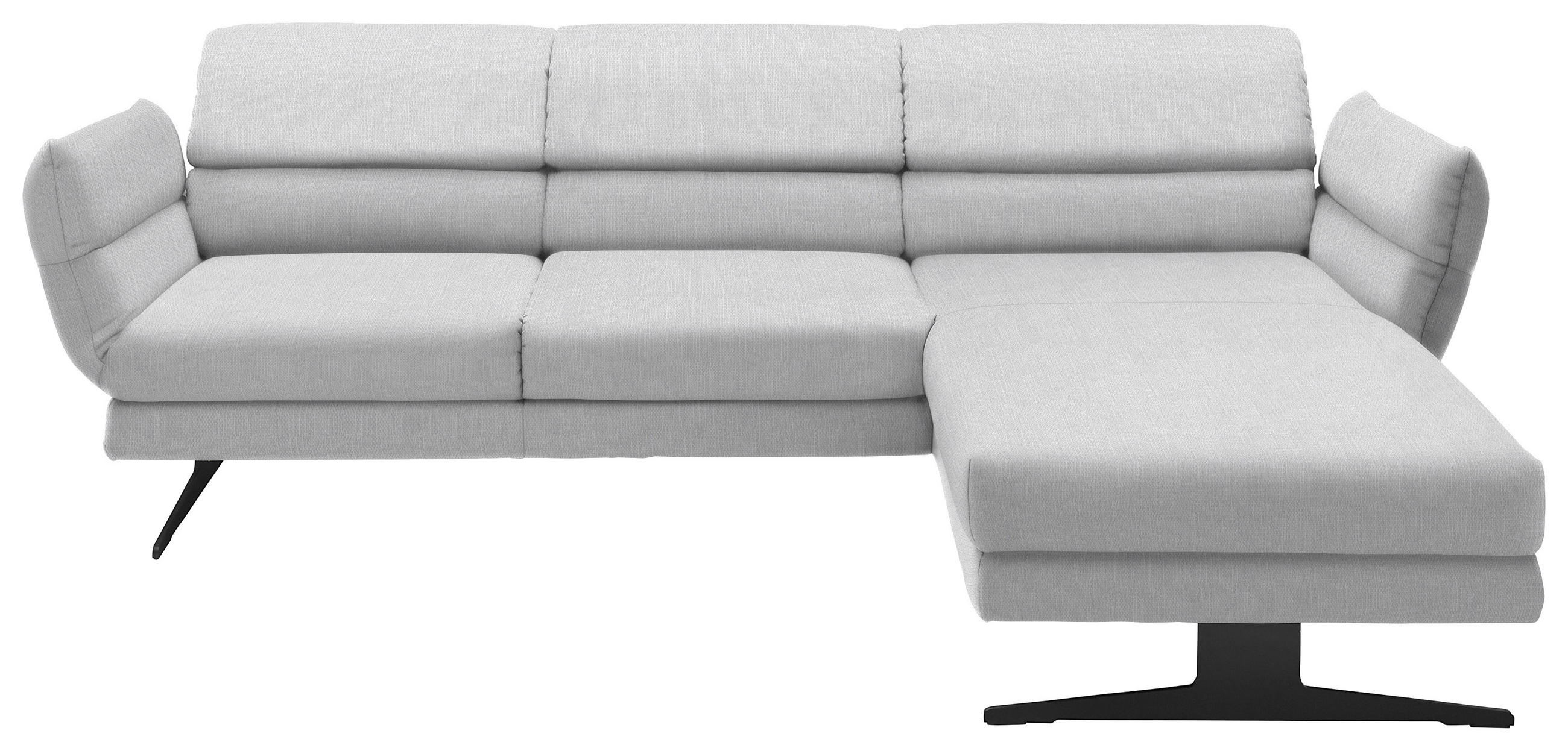 ECKSOFA in Flachgewebe Creme  - Creme/Schwarz, Design, Textil/Metall (279-327/176-217cm) - Dieter Knoll