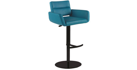 BARHOCKER in Metall, Textil Schwarz, Türkis - Türkis/Schwarz, Design, Textil/Metall (53/107/48cm) - Dieter Knoll