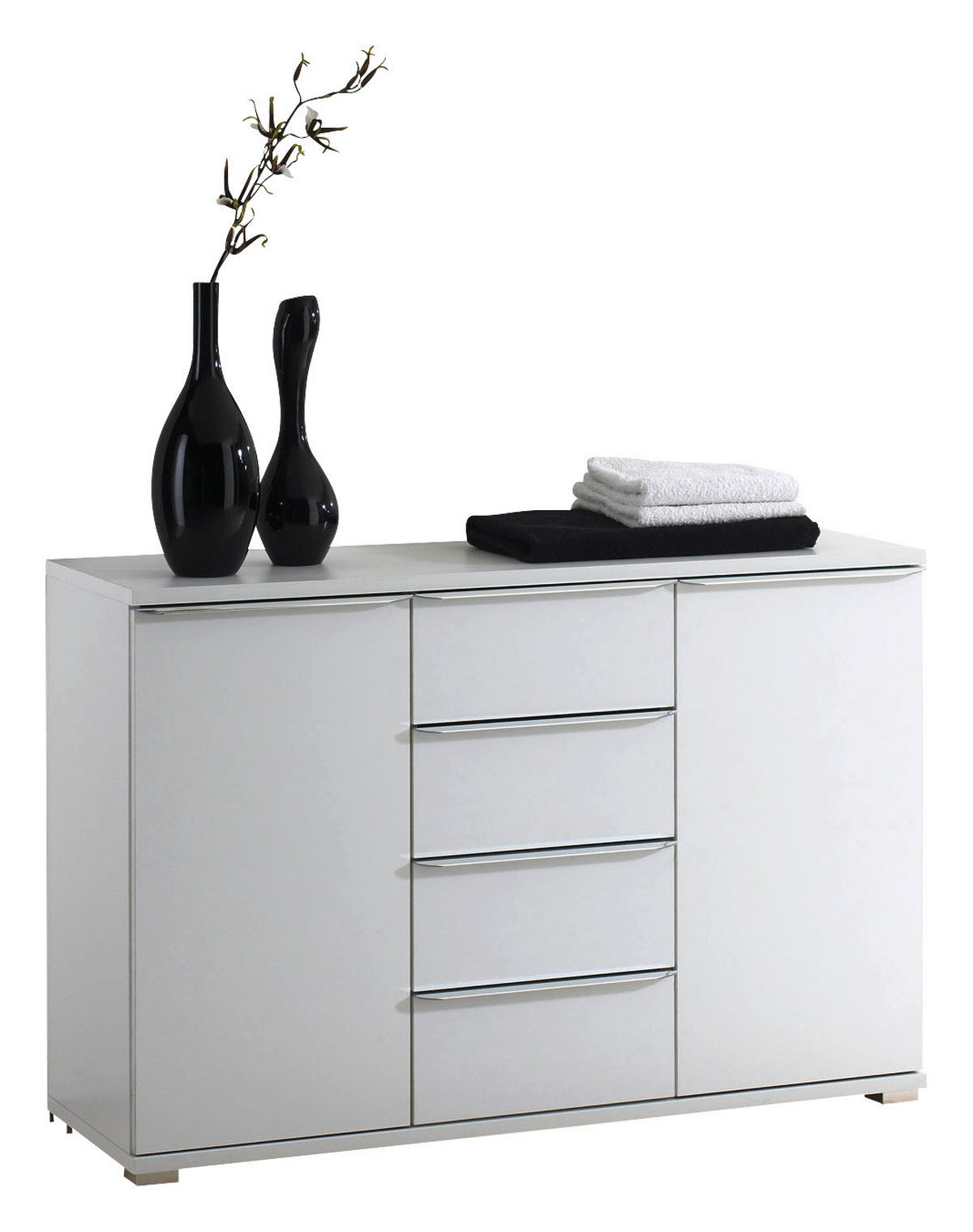 KOMMODE  in 120/80/40 cm  - Chromfarben/Weiß, Design, Glas/Holzwerkstoff (120/80/40cm) - Moderano