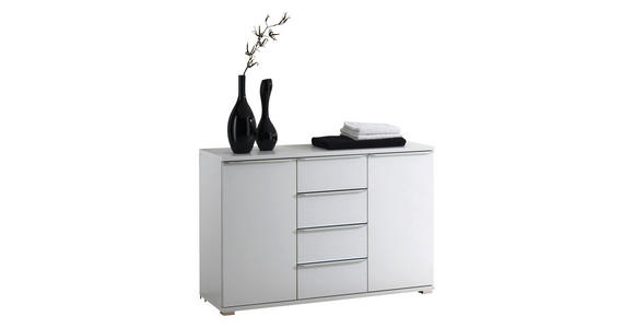 KOMMODE 120/80/40 cm in Weiß - Chromfarben/Weiß, Design, Glas/Holzwerkstoff (120/80/40cm) - Moderano