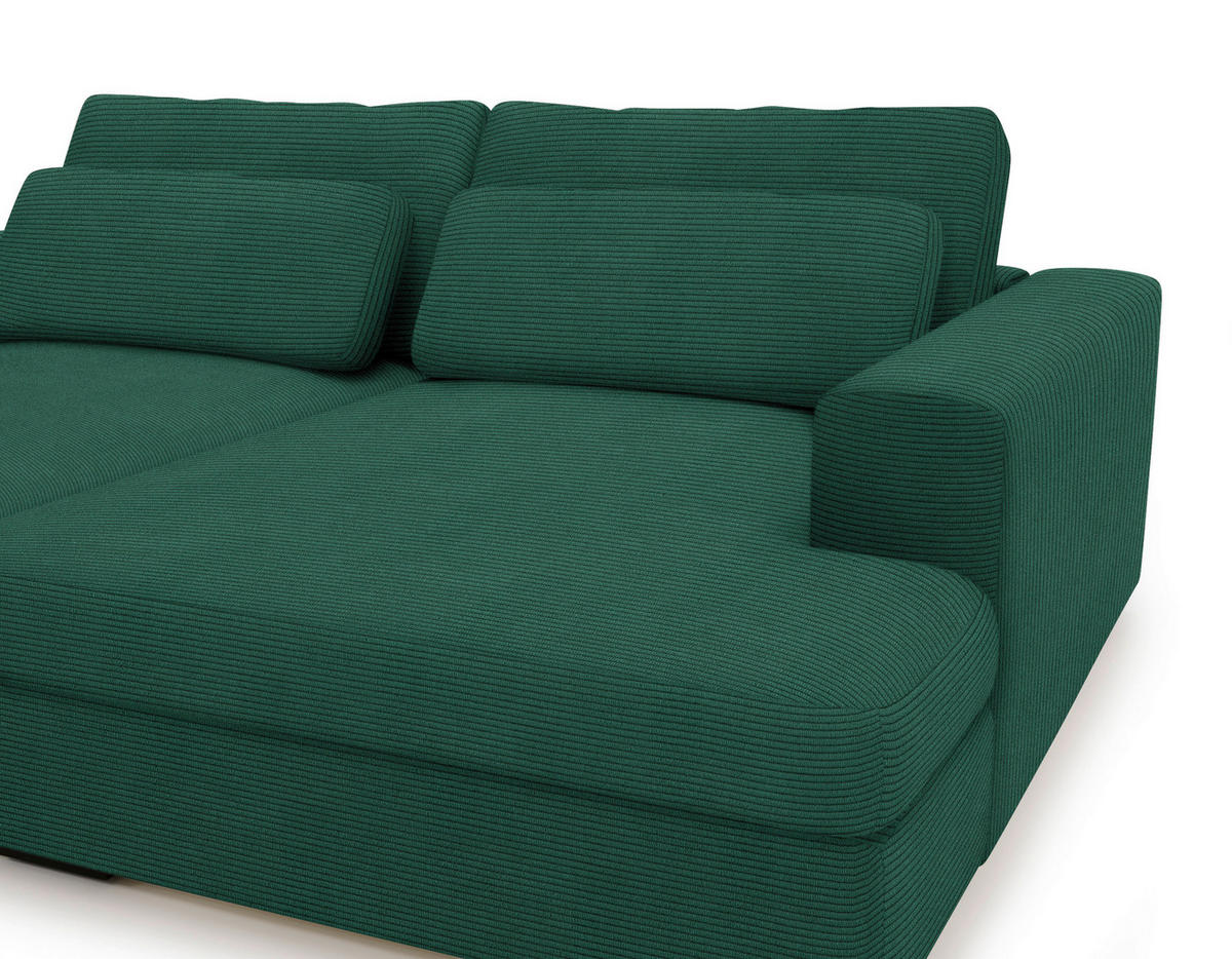BIGSOFA in Cord Waldgrün  - Waldgrün/Schwarz, Design, Textil (223/80/158cm) - Lomoco