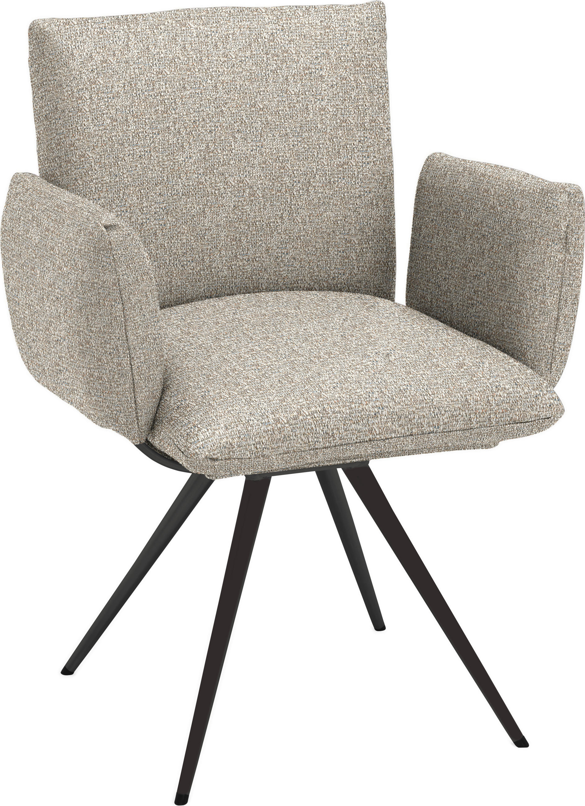 ARMLEHNSTUHL  Lederauswahl, Stoffauswahl, Sitzfläche 360° drehbar, automatische Rückholfunktion Webstoff  - Sandfarben/Anthrazit, Natur, Textil/Metall (72/90/65cm) - Venjakob