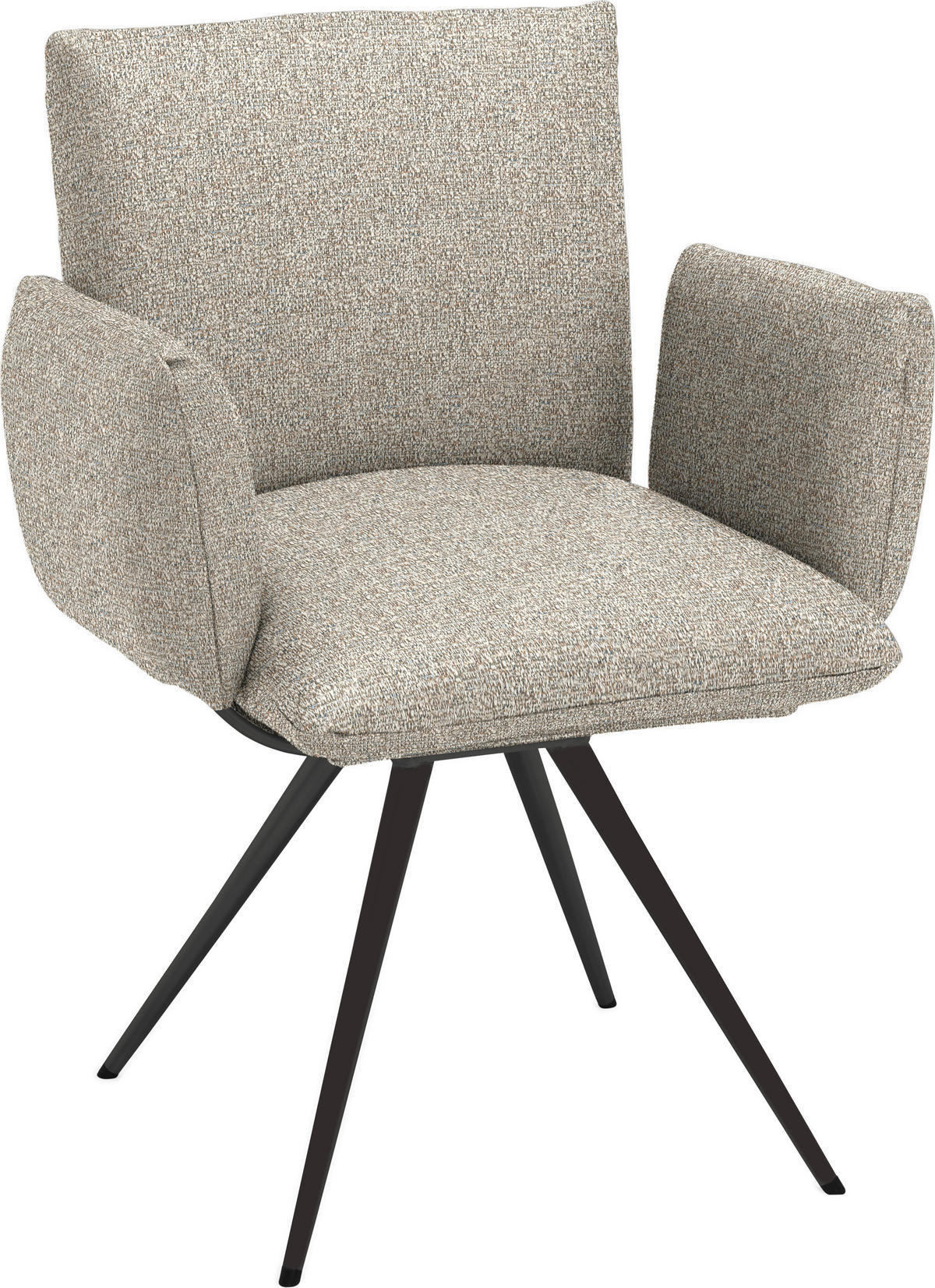 ARMLEHNSTUHL  Lederauswahl, Stoffauswahl, Sitzfläche 360° drehbar, automatische Rückholfunktion Webstoff  - Sandfarben/Anthrazit, Natur, Textil/Metall (72/90/65cm) - Venjakob