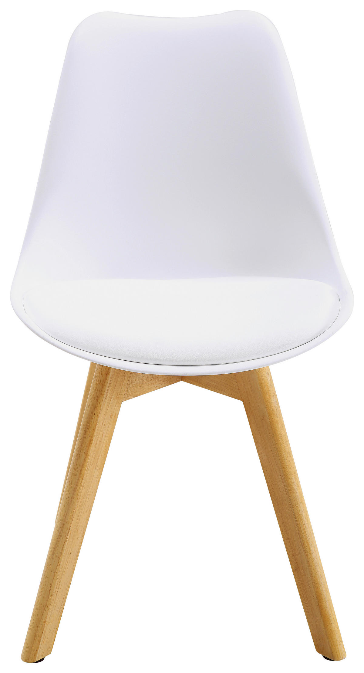 STUHL Lederlook Weiß, Eichefarben Kautschukholz massiv  - Eichefarben/Weiß, LIFESTYLE, Holz/Kunststoff (48/84/53cm) - Livetastic