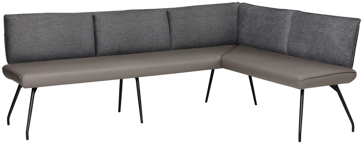 ECKBANK 225/165 cm Mikrofaser Anthrazit   - Anthrazit/Schwarz, Design, Textil/Metall (225/165cm) - Moderano