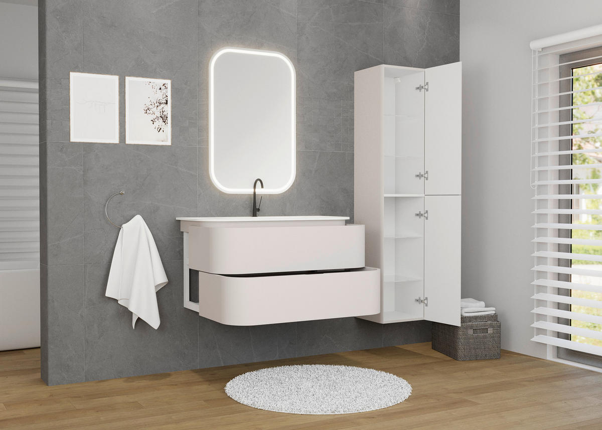 ELEMENT S UMIVAONIKOM  bijela  - bijela/kašmir, Moderno, kamen/drvni materijal (100/52/46cm)