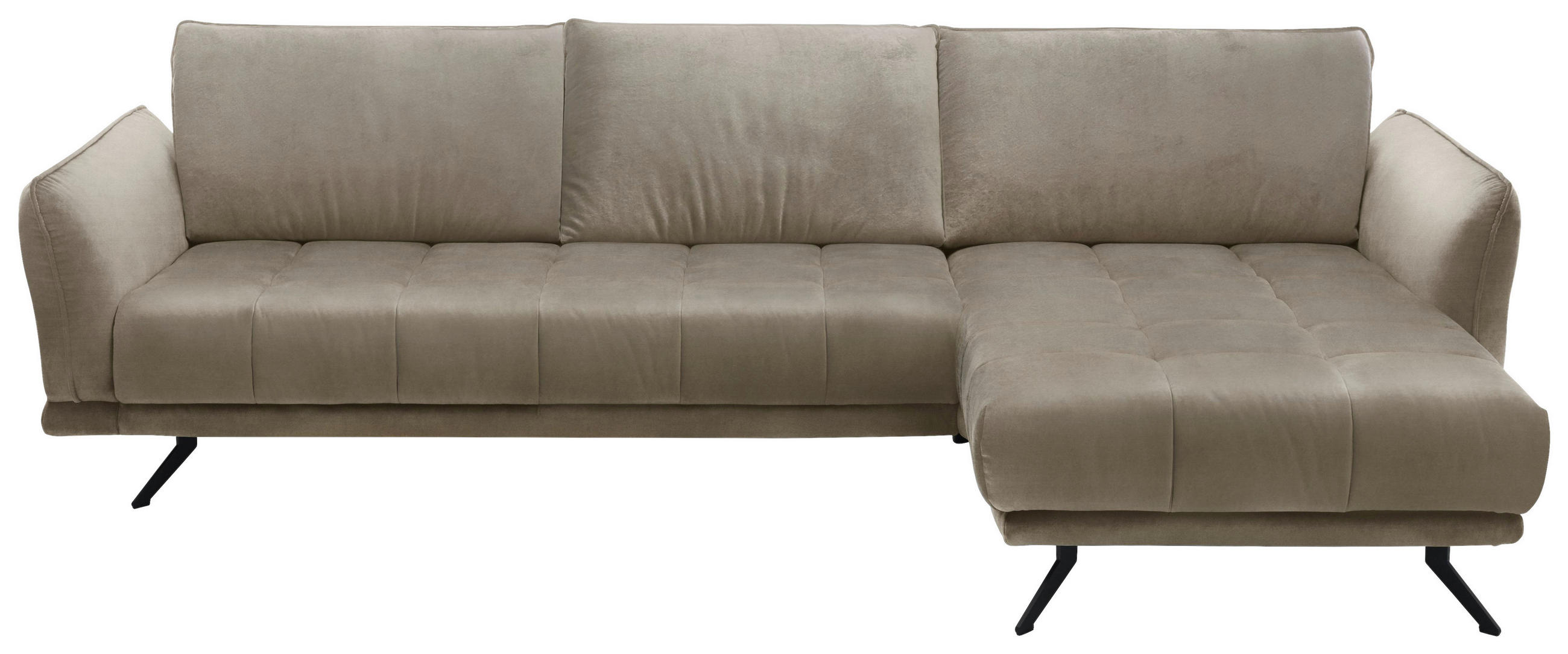 ECKSOFA in Mikrofaser Hellbraun  - Hellbraun/Schwarz, Konventionell, Textil/Metall (285/178cm) - Carryhome