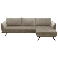 ECKSOFA in Mikrofaser Hellbraun  - Hellbraun/Schwarz, Konventionell, Textil/Metall (285/178cm) - Carryhome