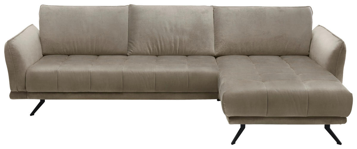 ECKSOFA in Mikrofaser Hellbraun  - Hellbraun/Schwarz, Konventionell, Textil/Metall (285/178cm) - Carryhome