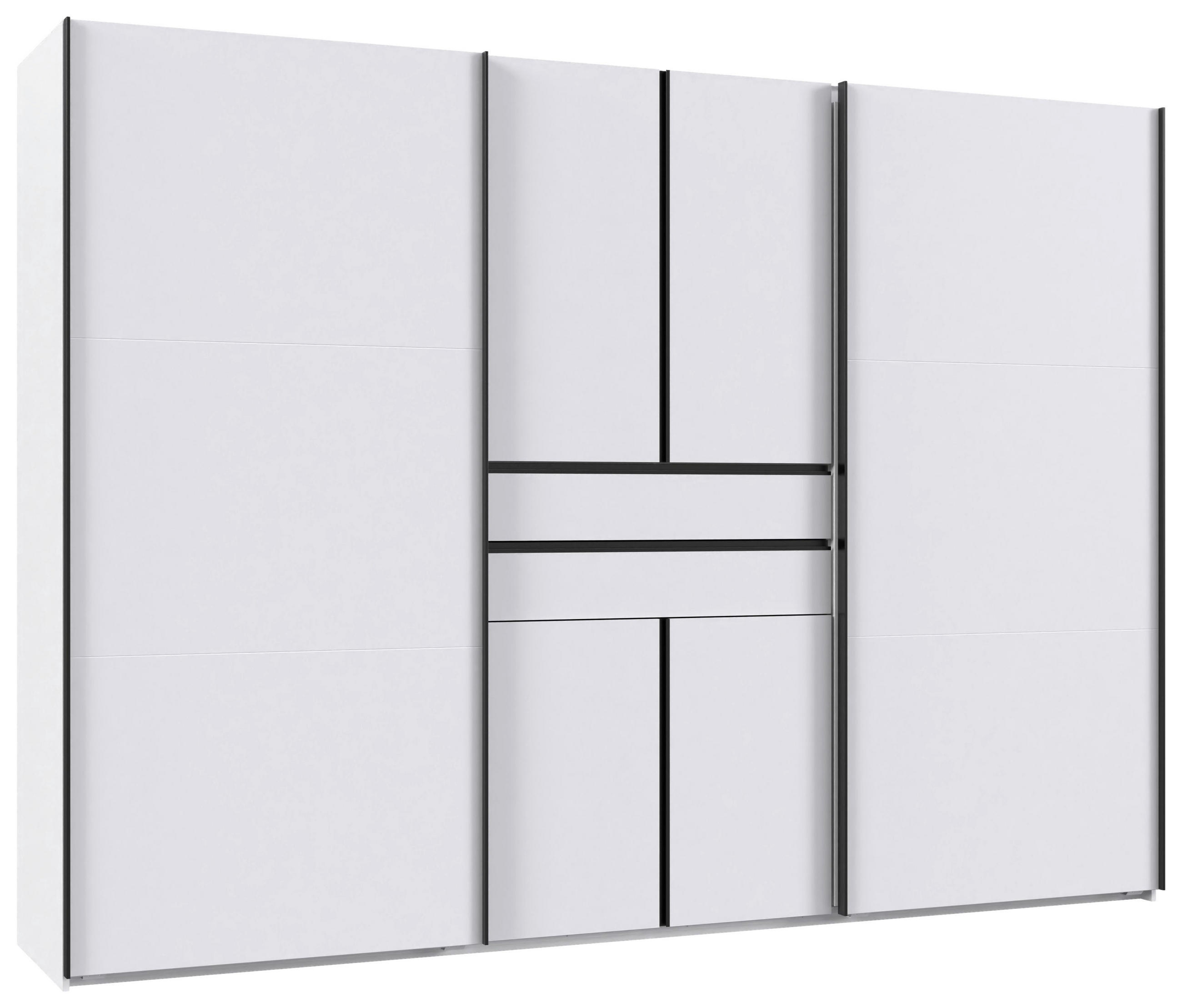 KLEIDERSCHRANK 300/216/65 cm,  in Weiß, 6-türig  - Schwarz/Weiß, Design, Holzwerkstoff/Metall (300/216/65cm) - Stylife