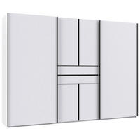 KLEIDERSCHRANK 300/216/65 cm,  in Weiß, 6-türig  - Schwarz/Weiß, Design, Holzwerkstoff/Metall (300/216/65cm) - Stylife