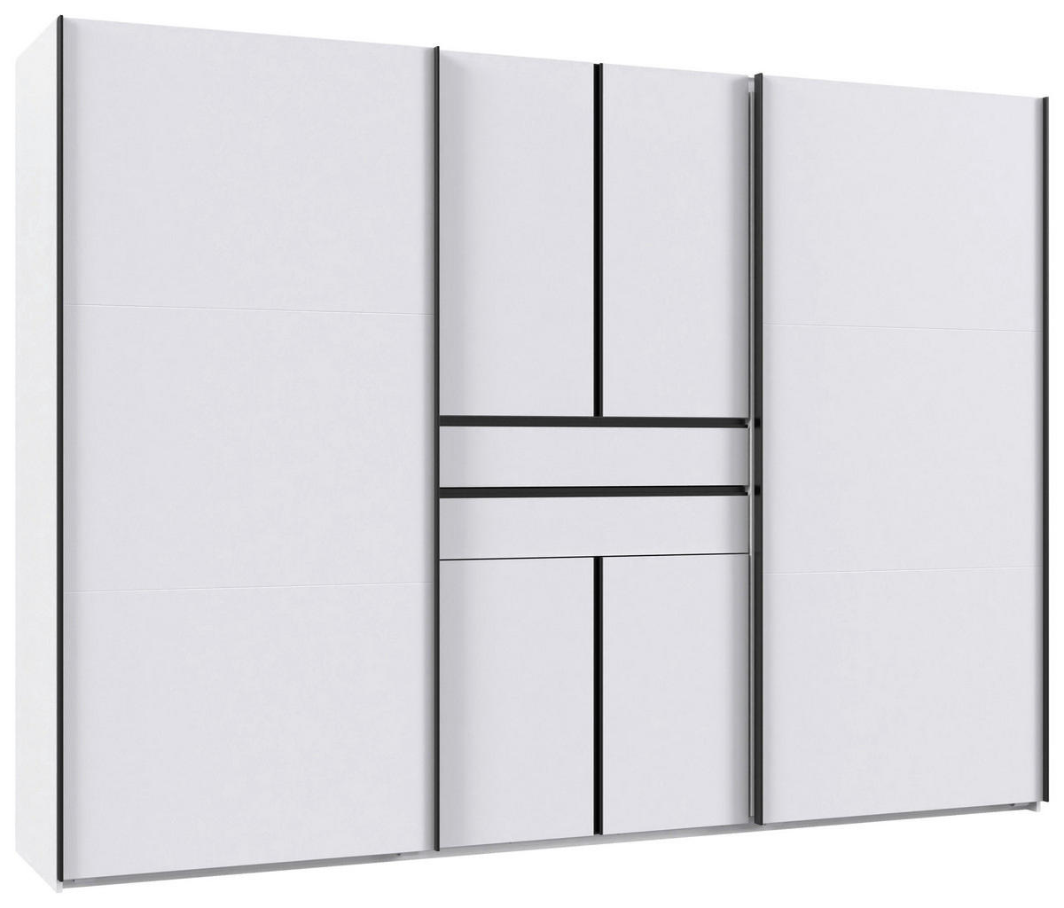 KLEIDERSCHRANK 300/216/65 cm,  in Weiß, 6-türig  - Schwarz/Weiß, Design, Holzwerkstoff/Metall (300/216/65cm) - Stylife