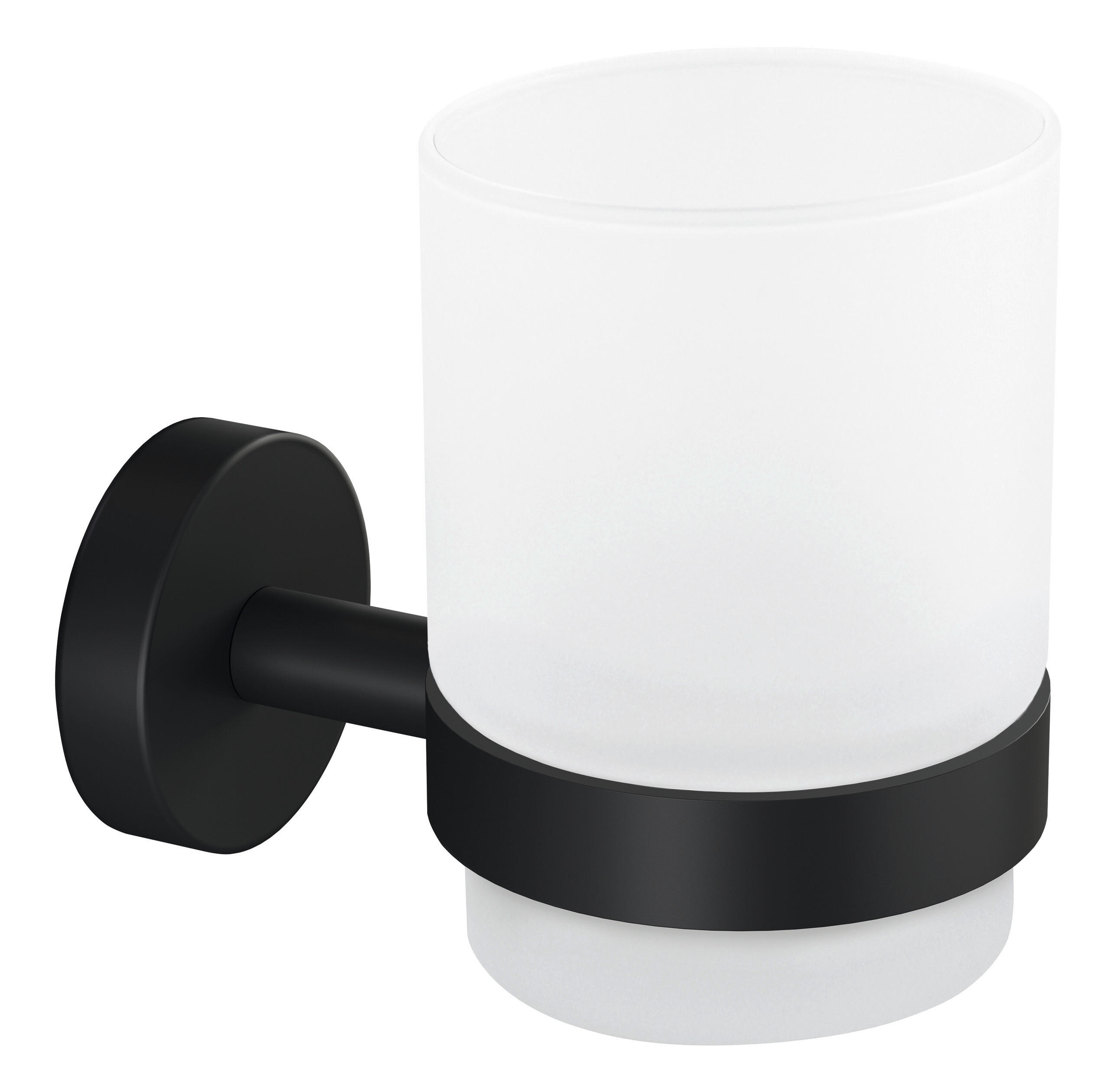 ZAHNPUTZBECHER MOON BLACK  - Schwarz/Weiß, Basics, Glas/Metall (7/9,6/10,9cm) - Tesa