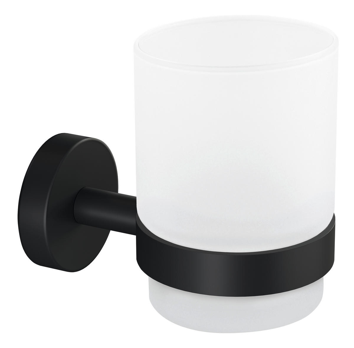 ZAHNPUTZBECHER MOON BLACK  - Schwarz/Weiß, Basics, Glas/Metall (7/9,6/10,9cm) - Tesa