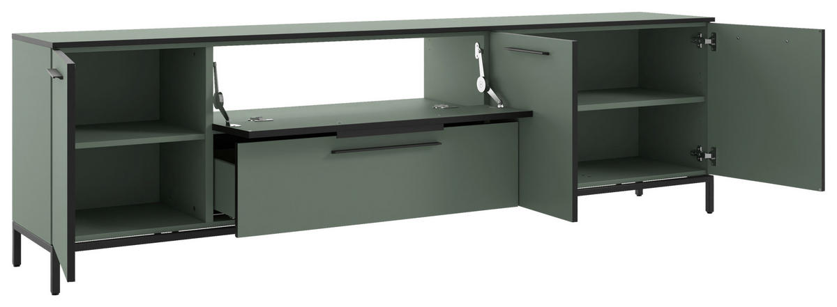 LOWBOARD Soul  in  - Schilfgrün/Schwarz, MODERN, Holzwerkstoff/Metall (225/66/40cm)