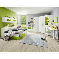 ECKKLEIDERSCHRANK 150/210/128 cm  - Weiss/Hellgrün, Design, Holzwerkstoff (150/210/128cm) - Venda