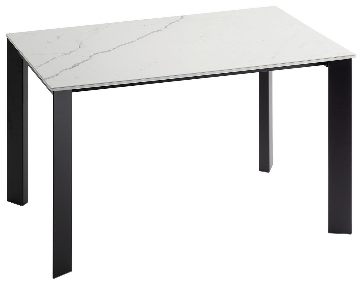 ESSTISCH Schwarz, Weiß rechteckig  ausziehbar, in verschiedenen Größen erhältlich  - Schwarz/Weiß, Design, Keramik/Metall (120-180/80/75cm) - home24