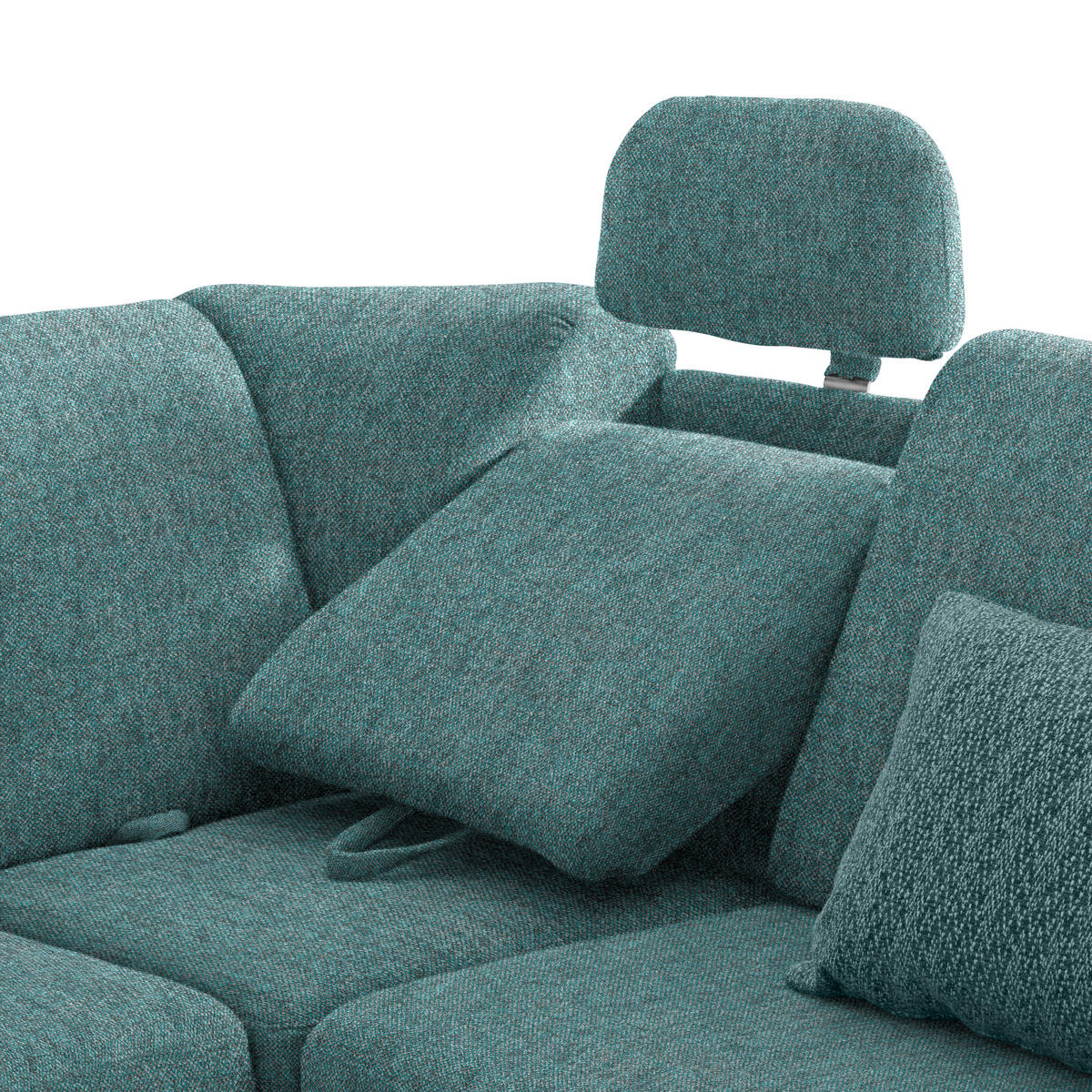 WOHNLANDSCHAFT in Chenille Türkis  - Türkis/Alufarben, KONVENTIONELL, Kunststoff/Textil (158/322/236cm) - Sedda