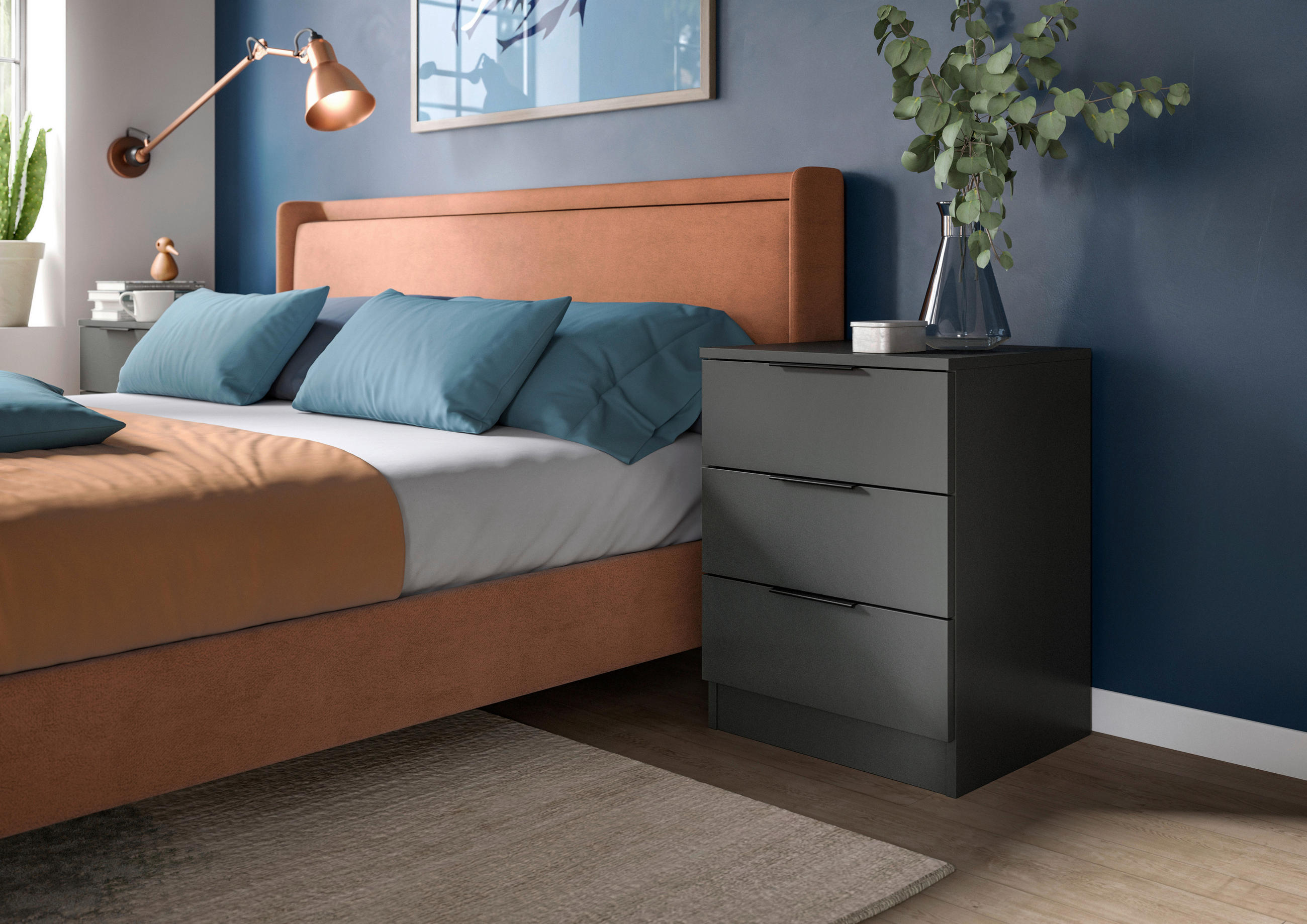 NACHTSCHRANK  - Anthrazit/Schwarz, MODERN, Holzwerkstoff/Kunststoff (45cm) - MID.YOU