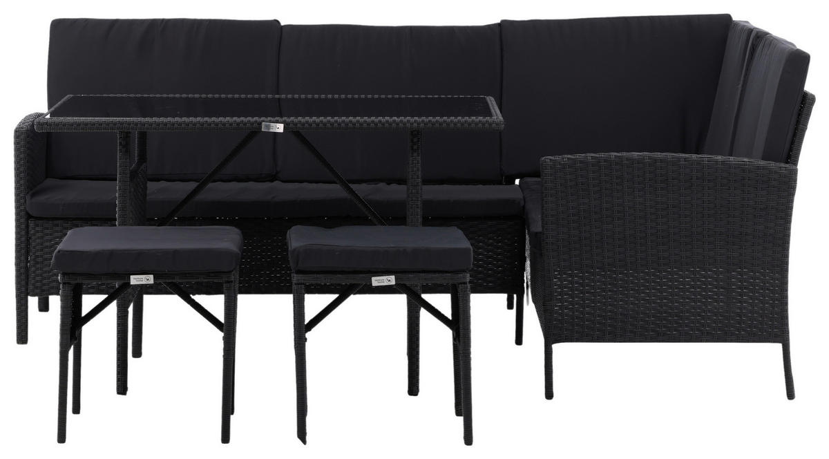 DINING-LOUNGESET  - Schwarz, KONVENTIONELL, Kunststoff - Gardenson