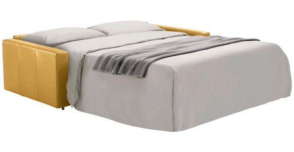 SCHLAFSOFA Bard in Echtleder Currygelb  - Currygelb/Schwarz, KONVENTIONELL, Leder/Kunststoff (206/81/96cm) - Novel