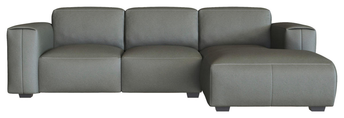 ECKSOFA Dunkelgrau Echtleder  - Dunkelgrau/Schwarz, Design, Leder/Holz (251/171cm) - Livetastic