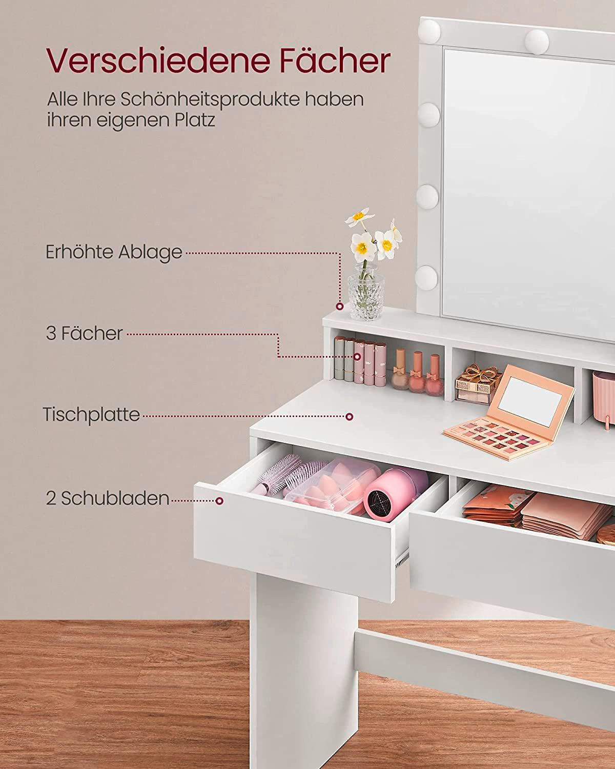 SCHMINKTISCH Weiß  - Weiß, Trend, Glas/Holzwerkstoff (80/40/145cm) - Boxxx