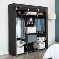 STOFFSCHRANK Schwarz  - Schwarz, Trend, Kunststoff/Textil (150/175/45cm) - Boxxx