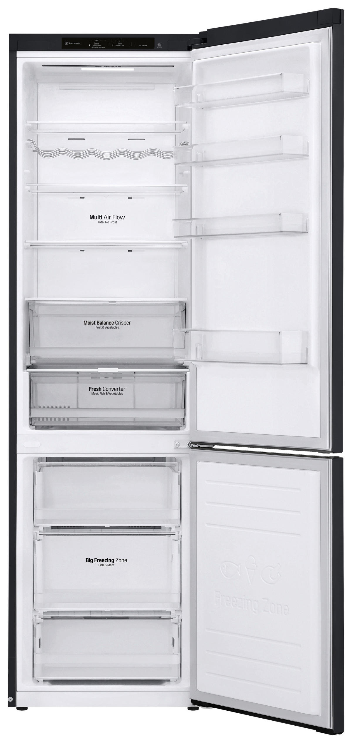KÜHL-GEFRIER-KOMBINATION 59,5/203/67,5 cm GBB62MCGGN  - Schwarz, Trend, Glas/Kunststoff (59,5/203/67,5cm) - LG