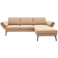 ECKSOFA Flachgewebe Lachsfarben  - Schwarz/Lachsfarben, Design, Textil/Metall (255-365/175-224cm) - Dieter Knoll