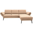 ECKSOFA  in Flachgewebe Lachsfarben Armteilverstellung, Relaxfunktion, Drehsitzfunktion  255-365/175-224 cm  - Schwarz/Lachsfarben, Design, Textil/Metall (255-365/175-224cm) - Dieter Knoll