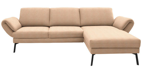 ECKSOFA  in Flachgewebe Lachsfarben Armteilverstellung, Relaxfunktion, Drehsitzfunktion  255-365/175-224 cm  - Schwarz/Lachsfarben, Design, Textil/Metall (255-365/175-224cm) - Dieter Knoll
