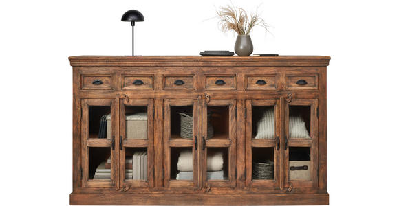 SIDEBOARD in 210/120/45 cm - Braun, Trend, Glas/Holz (210/120/45cm) - Ambia Home