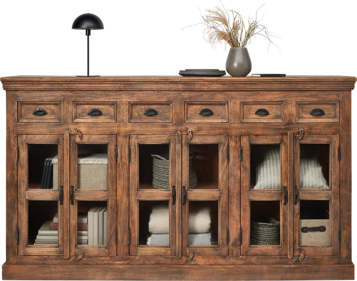 SIDEBOARD Braun  210/120/45 cm  - Braun, Trend, Glas/Holz (210/120/45cm) - Ambia Home