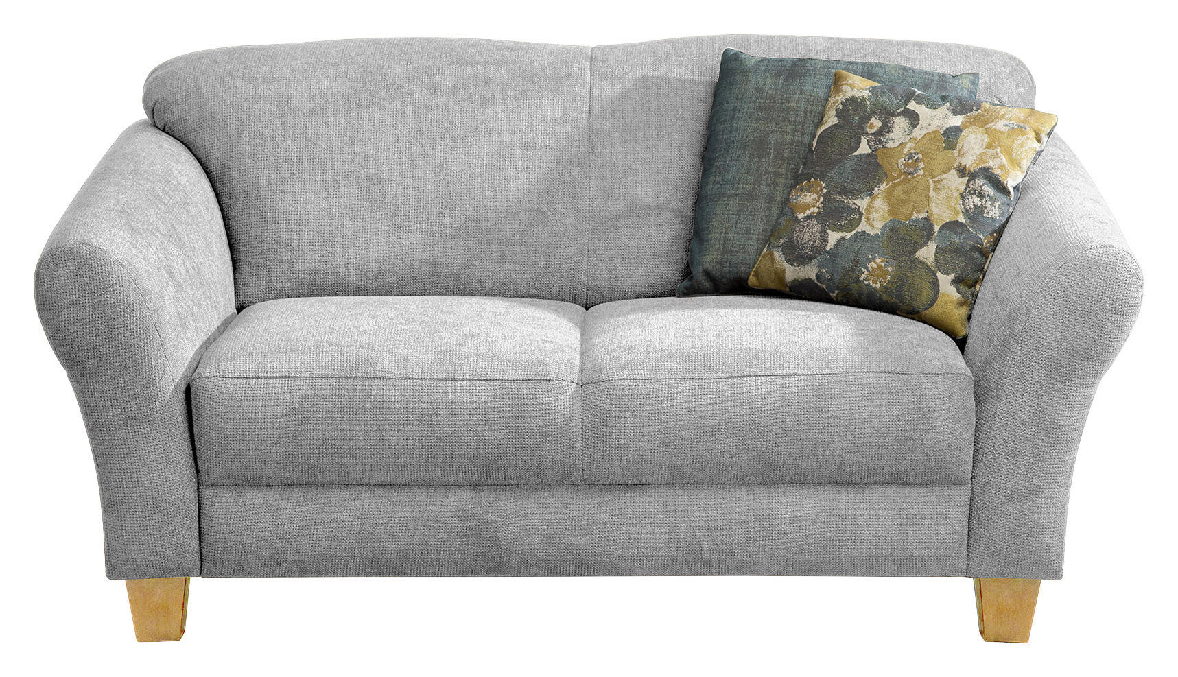 2-SITZER-SOFA Flachgewebe Silberfarben  - Silberfarben/Naturfarben, KONVENTIONELL, Holz/Textil (163/84/89cm) - Sit & More