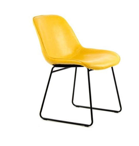 SADA ŽIDLÍ 2 kusy - žlutá, Design, kov/kůže (49,5/81/64,5cm)