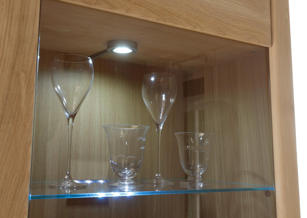 WOHNWAND  in Eichefarben  303/209/51 cm  - Eichefarben/Silberfarben, Design, Glas/Holz (303/209/51cm) - Livetastic