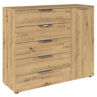 KOMMODE 120/100/42 cm  in Eiche Artisan, Chromfarben  - Chromfarben/Schwarz, Modern, Holzwerkstoff/Kunststoff (120/100/42cm) - Rauch Möbel