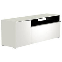 LOWBOARD Weiss, Alufarben  160/58/45 cm  - Weiss/Alufarben, Design, Glas/Holzwerkstoff (160/58/45cm) - Moderano
